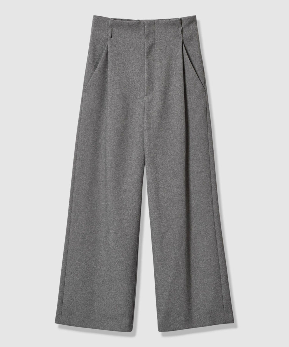 allureville ウールライクフランネルヨークレスパンツ グレー (92)