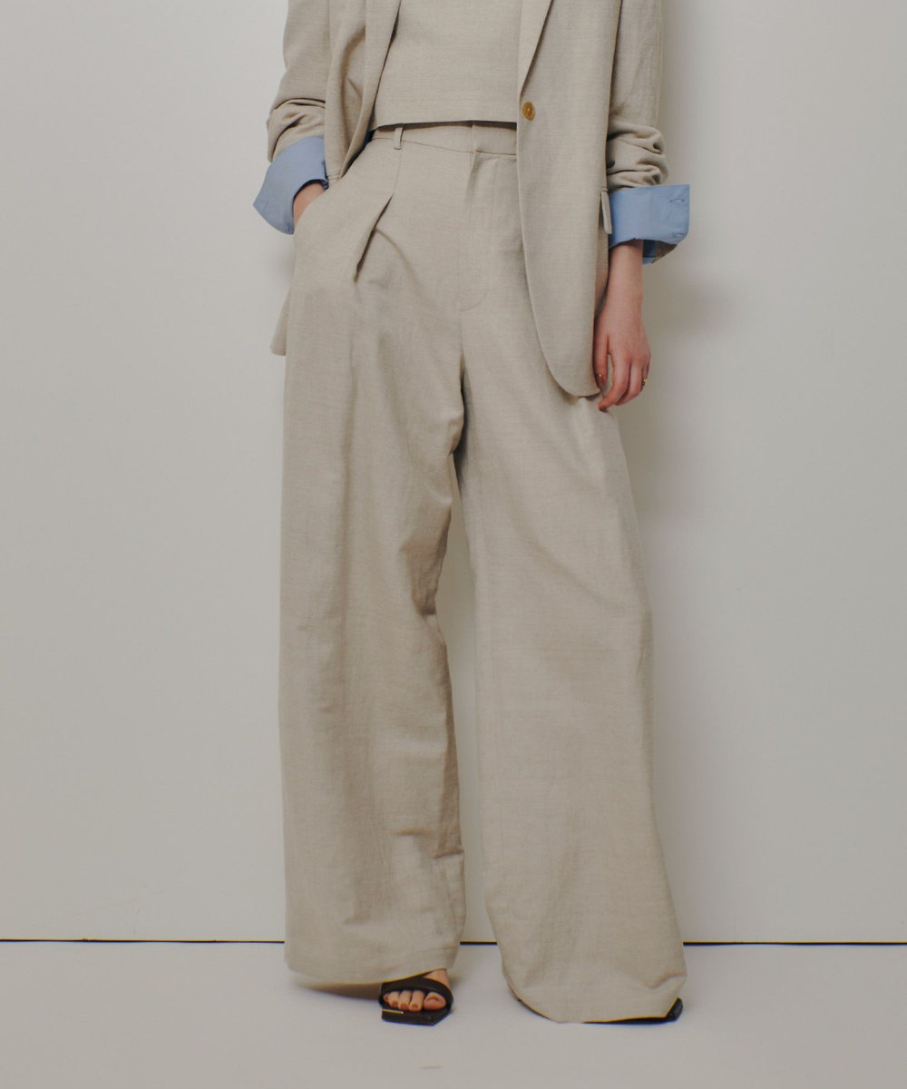 allureville シャークスキンワイドパンツ ベージュ (11)