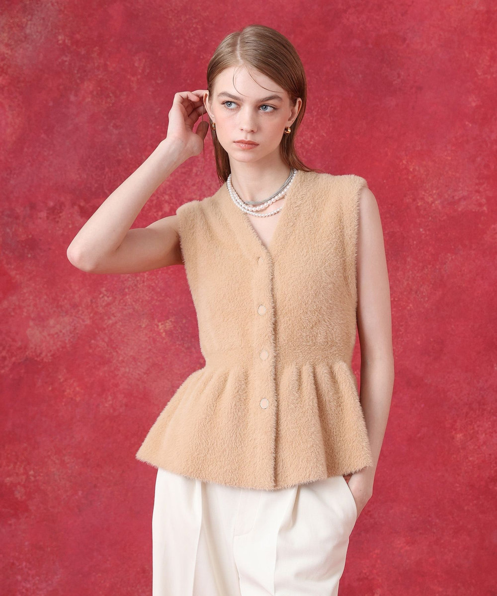 LOULOU WILLOUGHBY フェザーペプラムジレ ベージュ (11)
