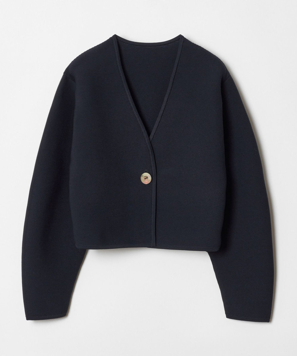 allureville 【セットアップ対応商品】ガーターニットショートジャケット ネイビー (65)