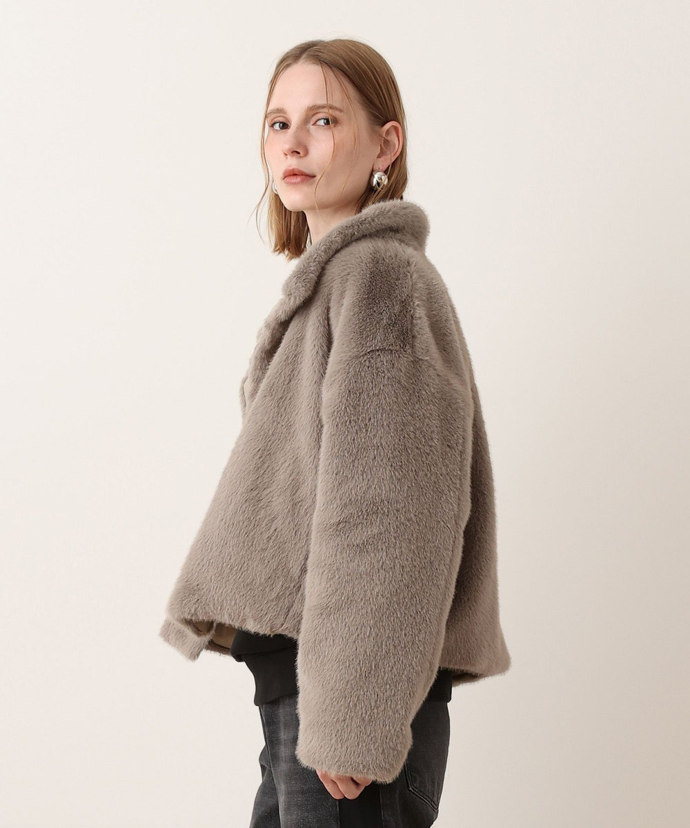 allureville ファーリバーシブルブルゾン グレージュ (15)