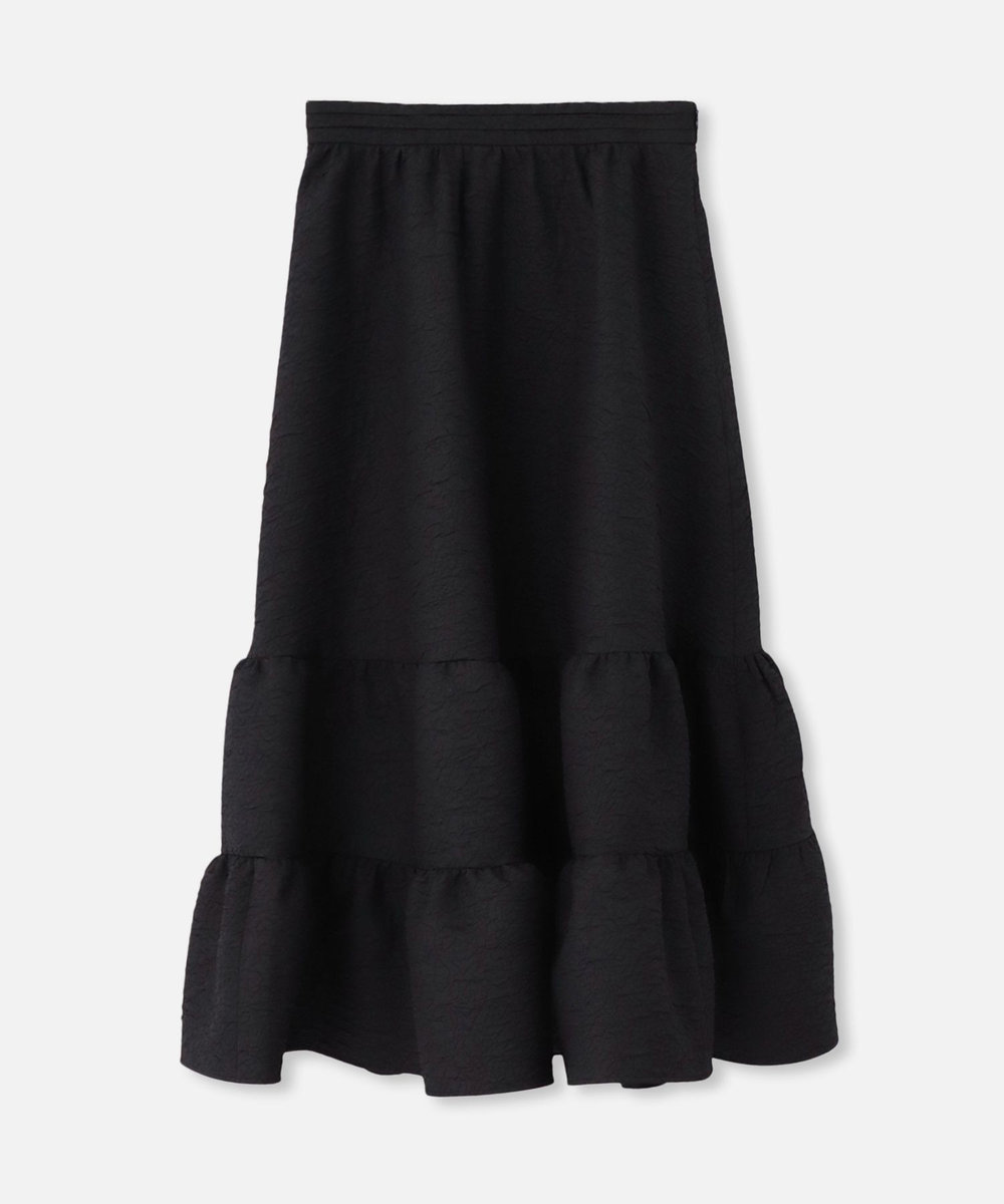 LOULOU WILLOUGHBY 【LOULOU WILLOUGHBY】ジャガードティアードスカート ブラック (95)
