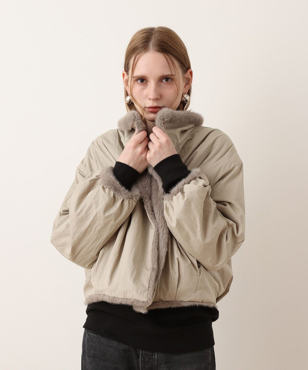 allureville ファーリバーシブルブルゾン グレージュ (15)