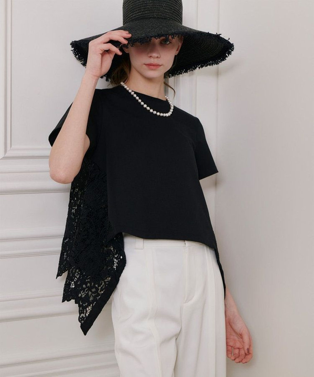 LOULOU WILLOUGHBY ◇ 【LOULOU WILLOUGHBY】レースドッキングプルオーバー ブラック (95)