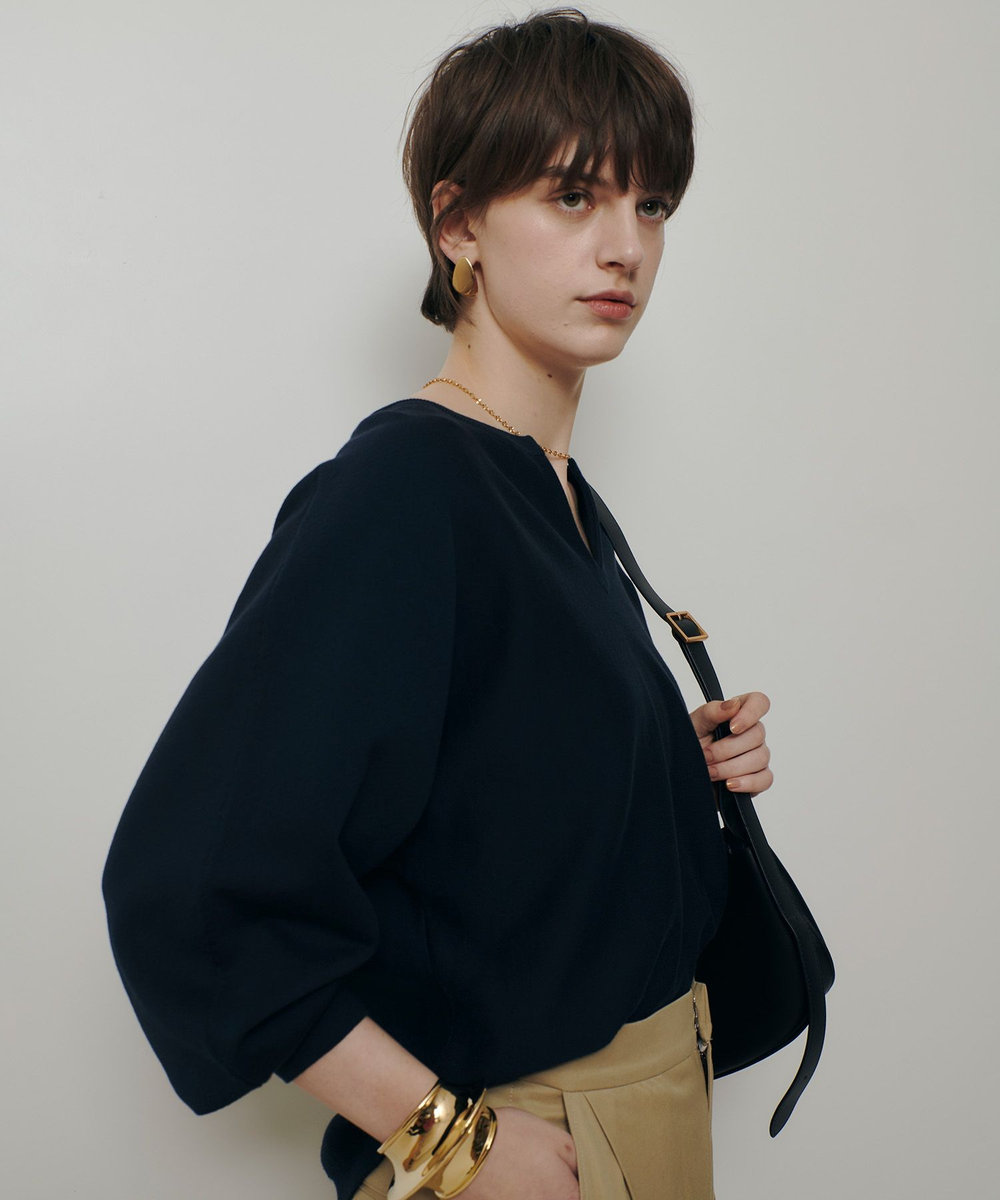 allureville コットンインレードルマンスリーブプルオーバー ネイビー (65)