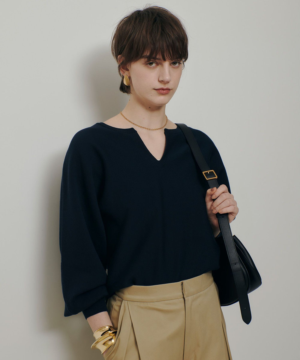 allureville コットンインレードルマンスリーブプルオーバー ネイビー (65)