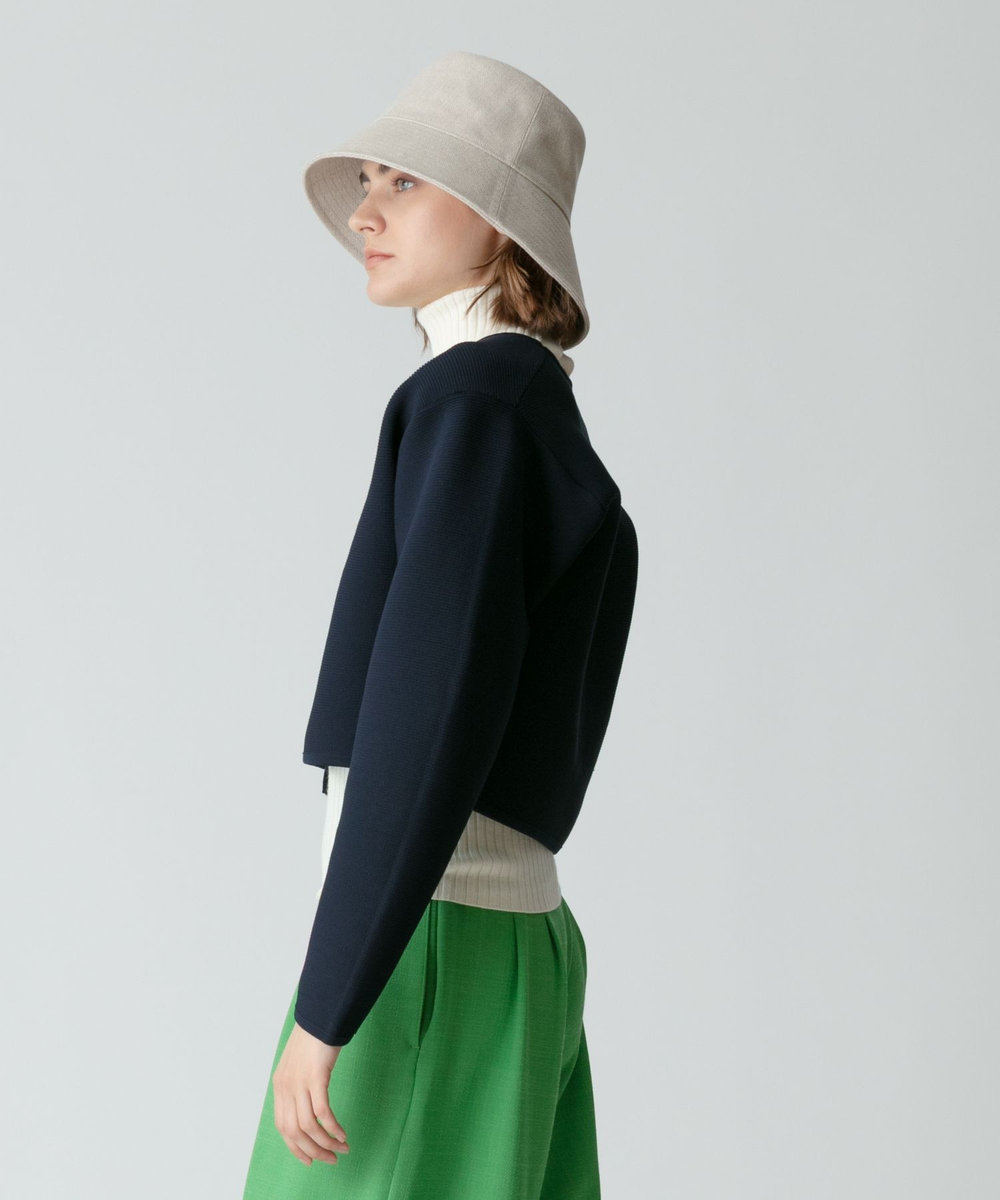 allureville 【セットアップ対応商品】ガーターニットショートジャケット ネイビー (65)