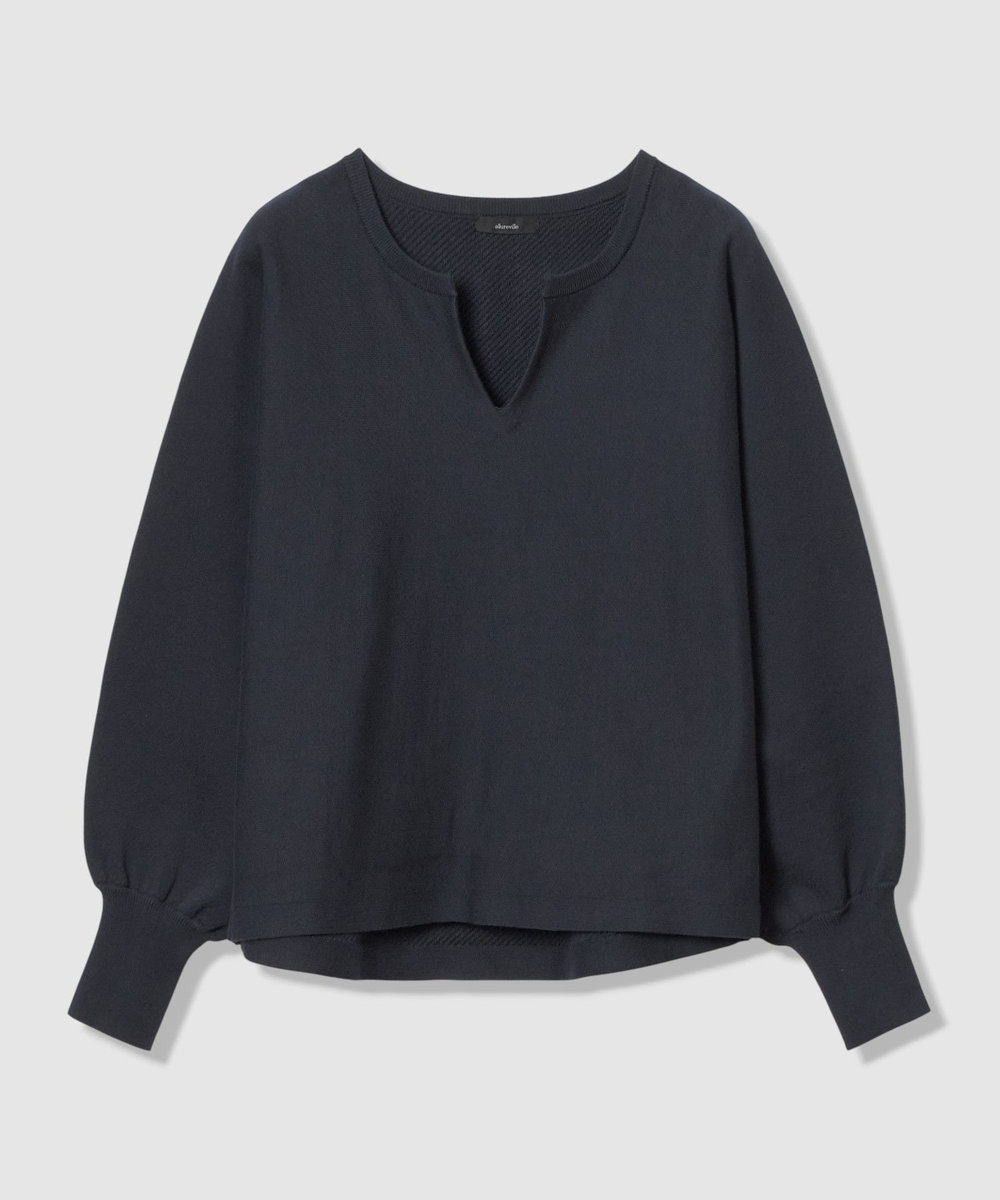 allureville コットンインレードルマンスリーブプルオーバー ネイビー (65)