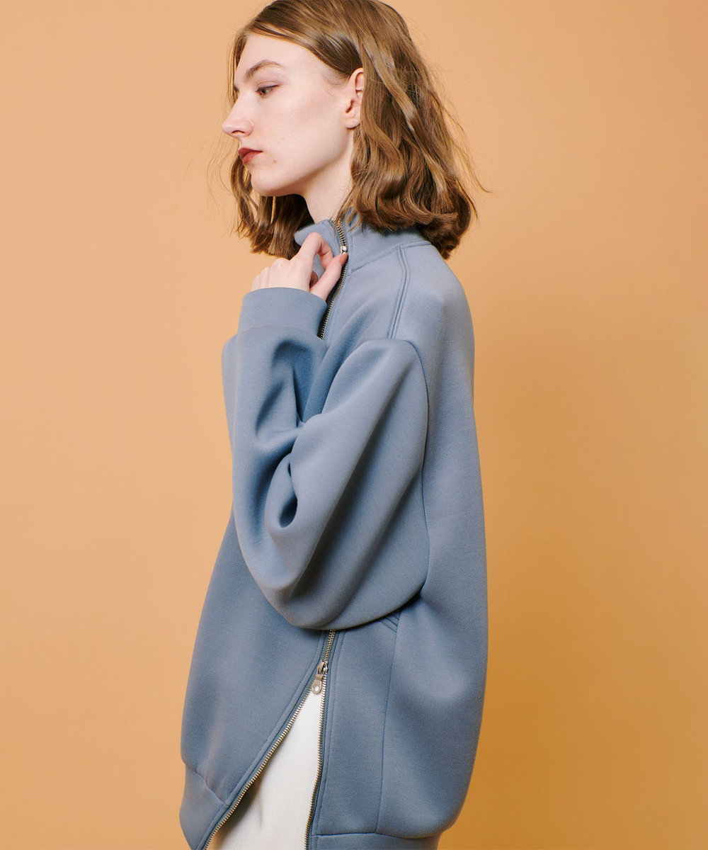 allureville ボンディングアシンメトリーZIP プルオーバー グレー (92)