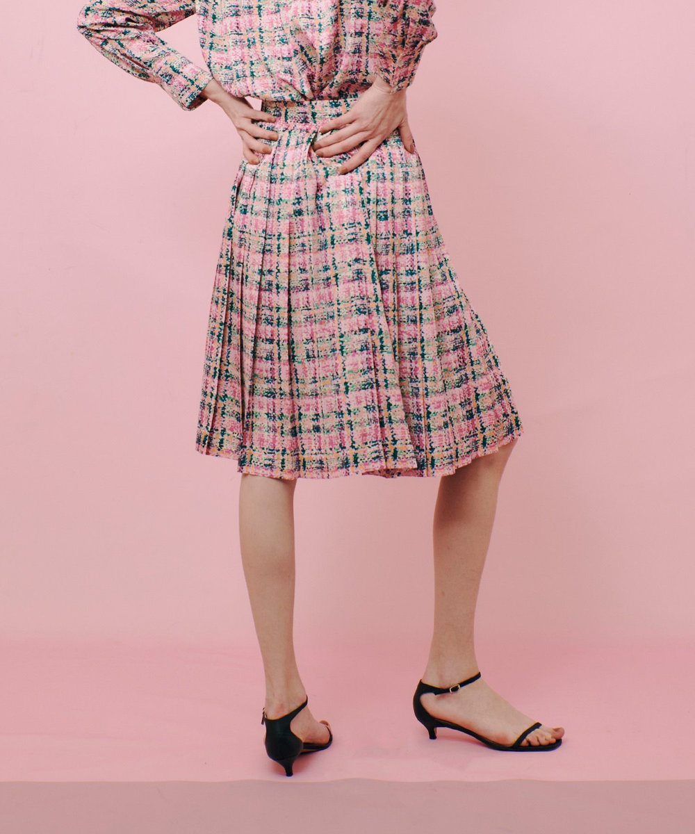 LOULOU WILLOUGHBY 【LOULOU WILLOUGHBY】チェックプリントプリーツミディスカート ピンク (41)