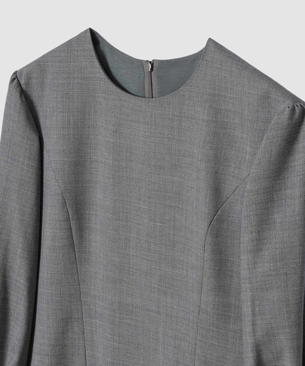 LOULOU WILLOUGHBY 【LOULOU WILLOUGHBY】ウールトロローウエストワンピース グレー (92)