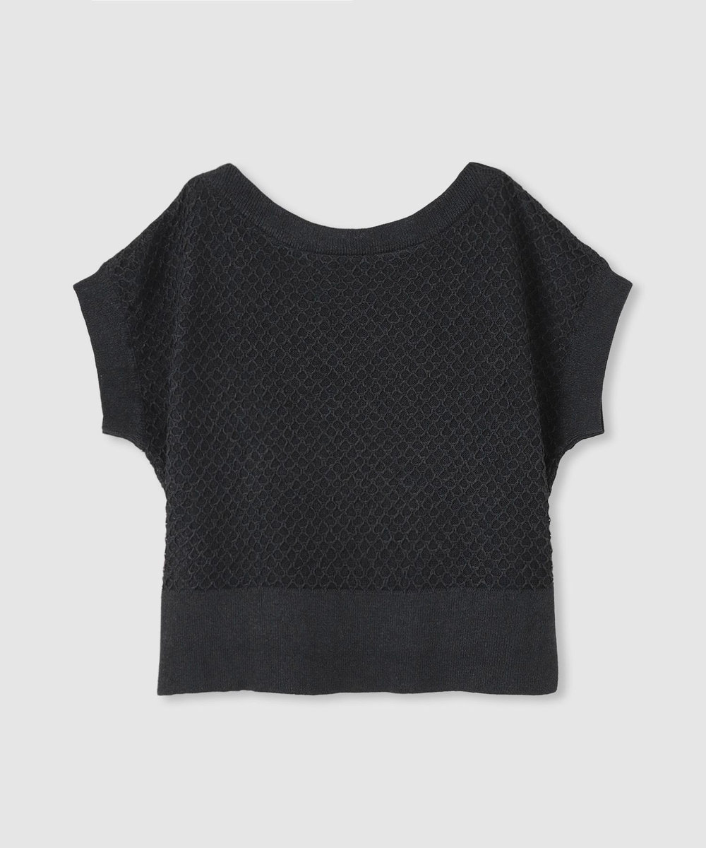 allureville ペーパーヤーンボートネックプルオーバー ブラック (95)