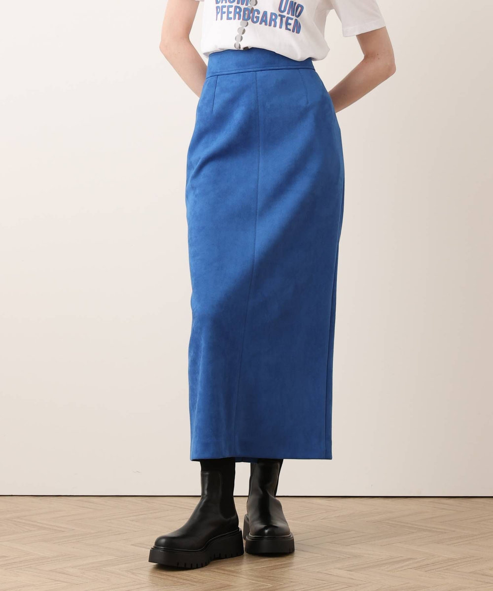 allureville フェイクスウェードサスペンダースカート ブルー (61)
