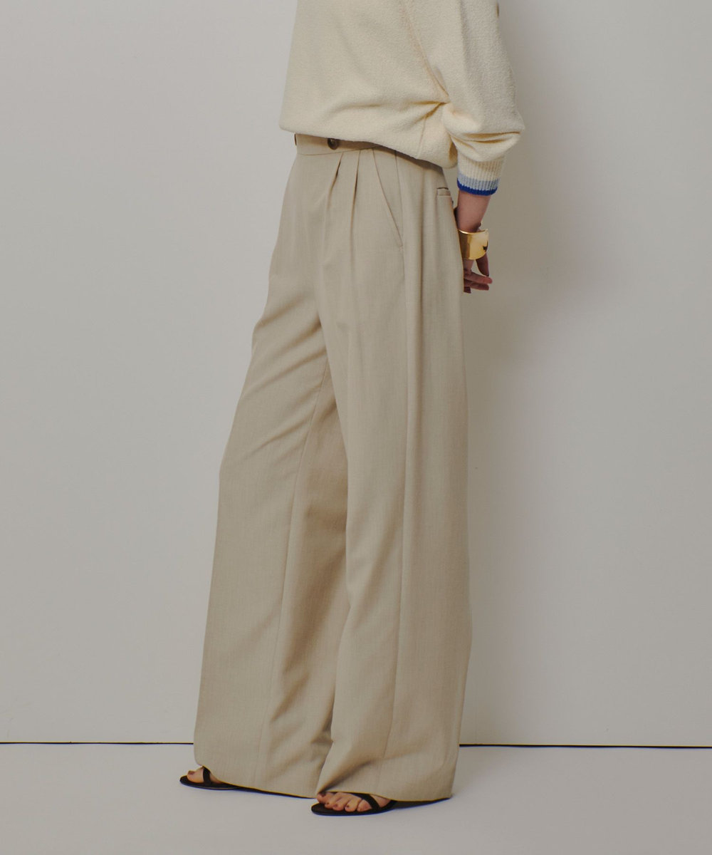 allureville ウェストタックデザインパンツ ベージュ (11)