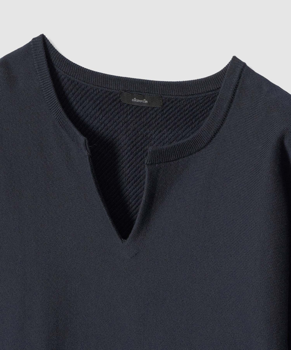 allureville コットンインレードルマンスリーブプルオーバー ネイビー (65)