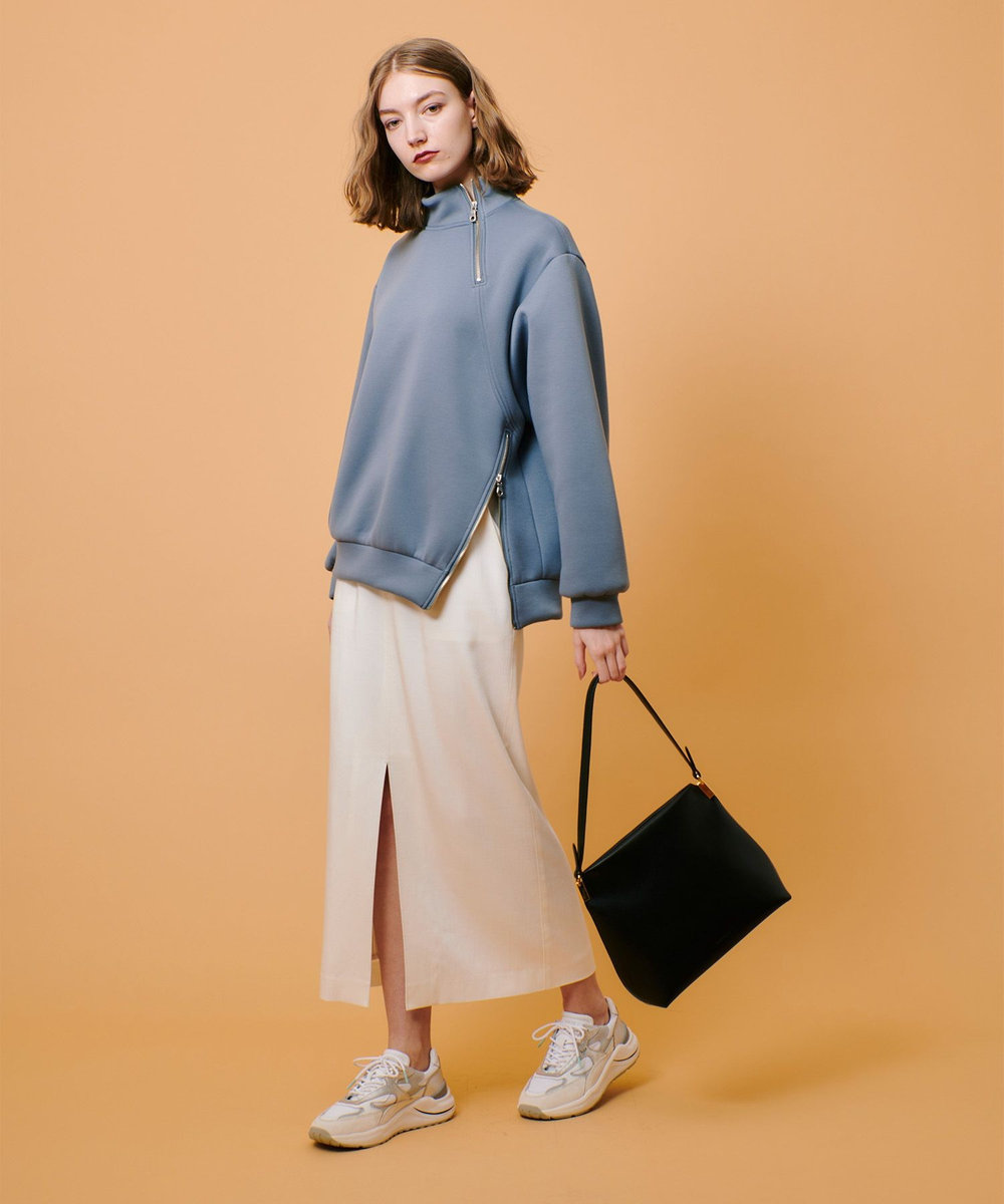 allureville ボンディングアシンメトリーZIP プルオーバー グレー (92)