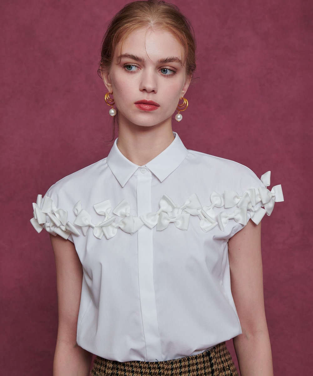 LOULOU WILLOUGHBY 【LOULOU WILLOUGHBY】メニーリボンシャツ オフホワイト (02)