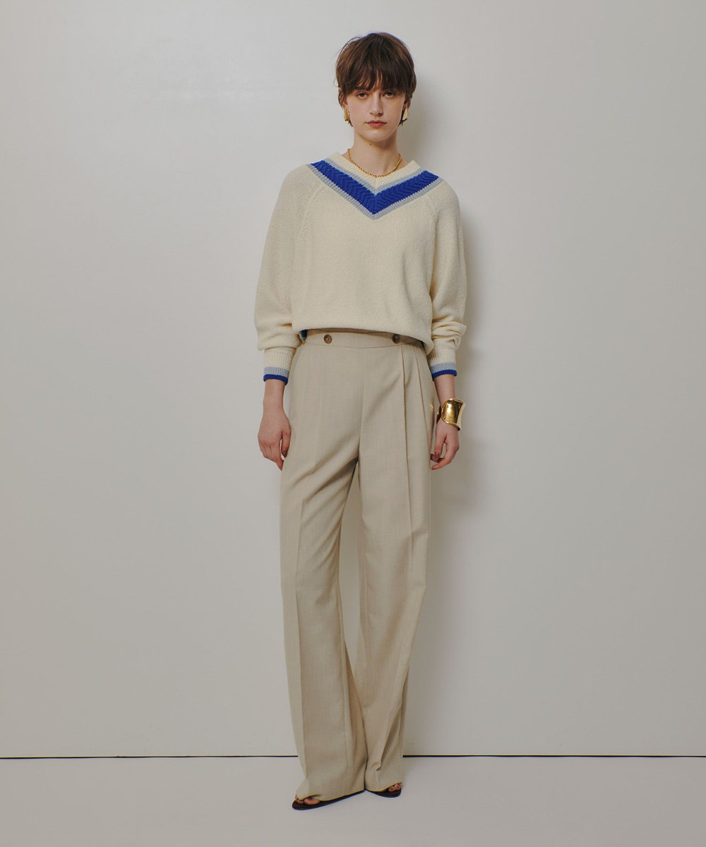 allureville ウェストタックデザインパンツ ベージュ (11)