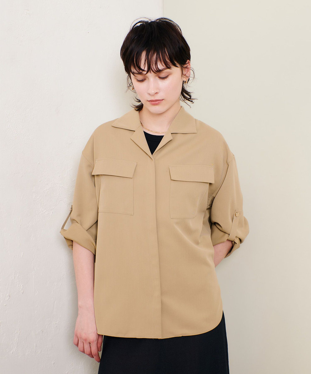 allureville CRISPYカルゼターンバックシャツ ベージュ (11)