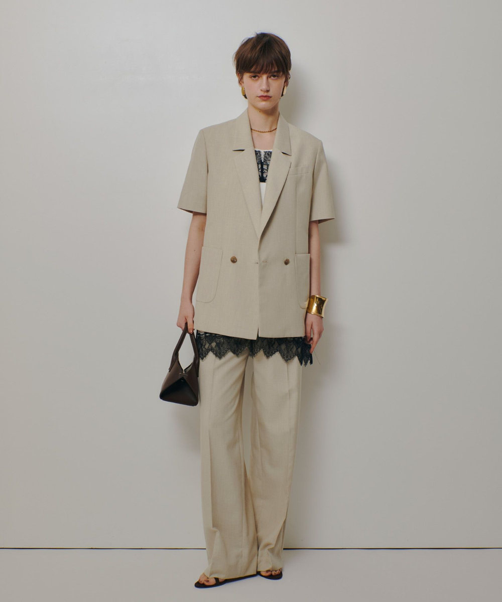 allureville ウェストタックデザインパンツ ベージュ (11)