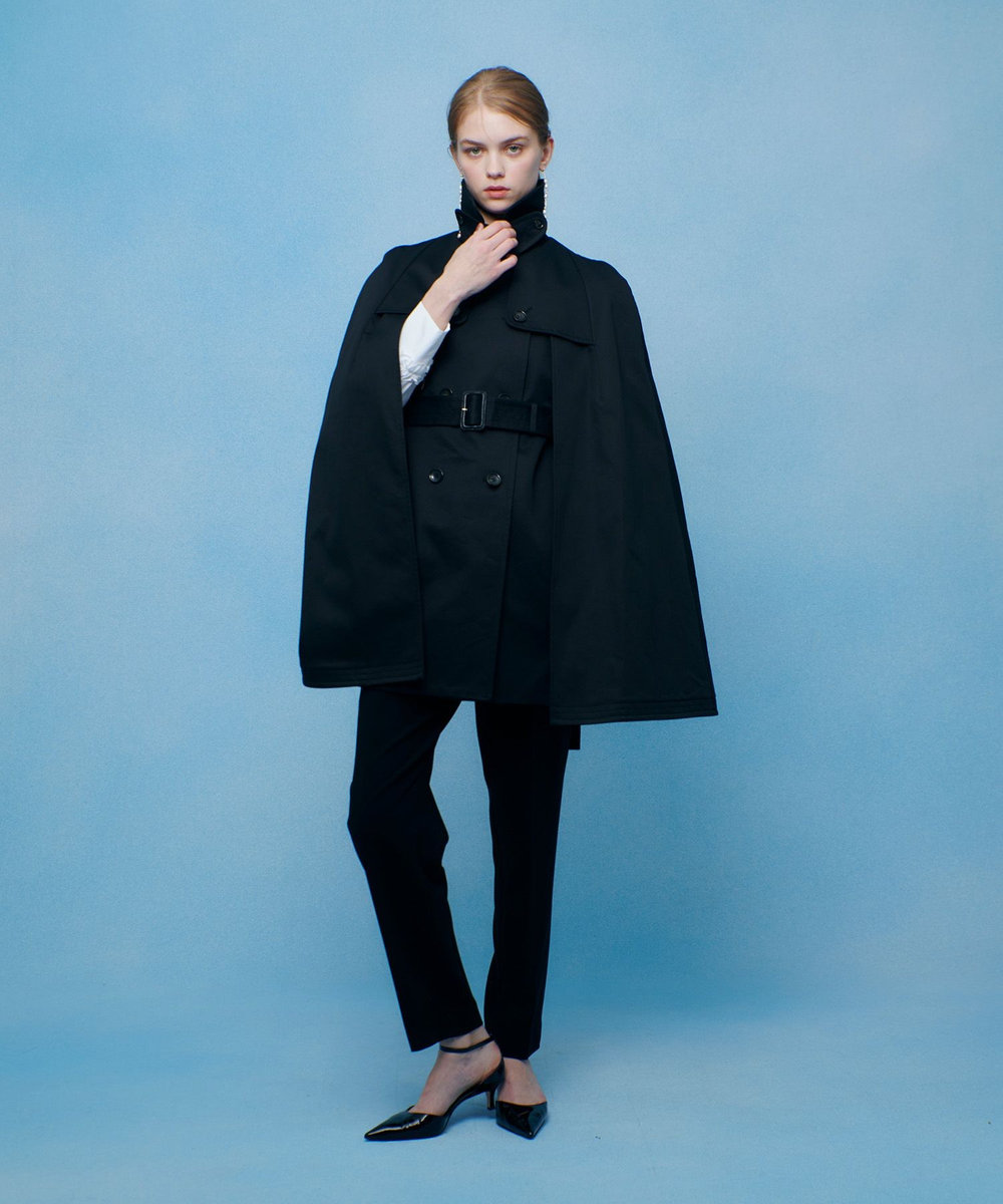 LOULOU WILLOUGHBY 【LOULOU WILLOUGHBY】トレンチケープコート ブラック (95)