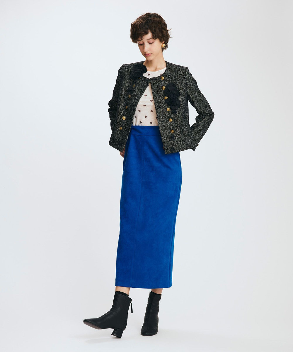 allureville フェイクスウェードサスペンダースカート ブルー (61)