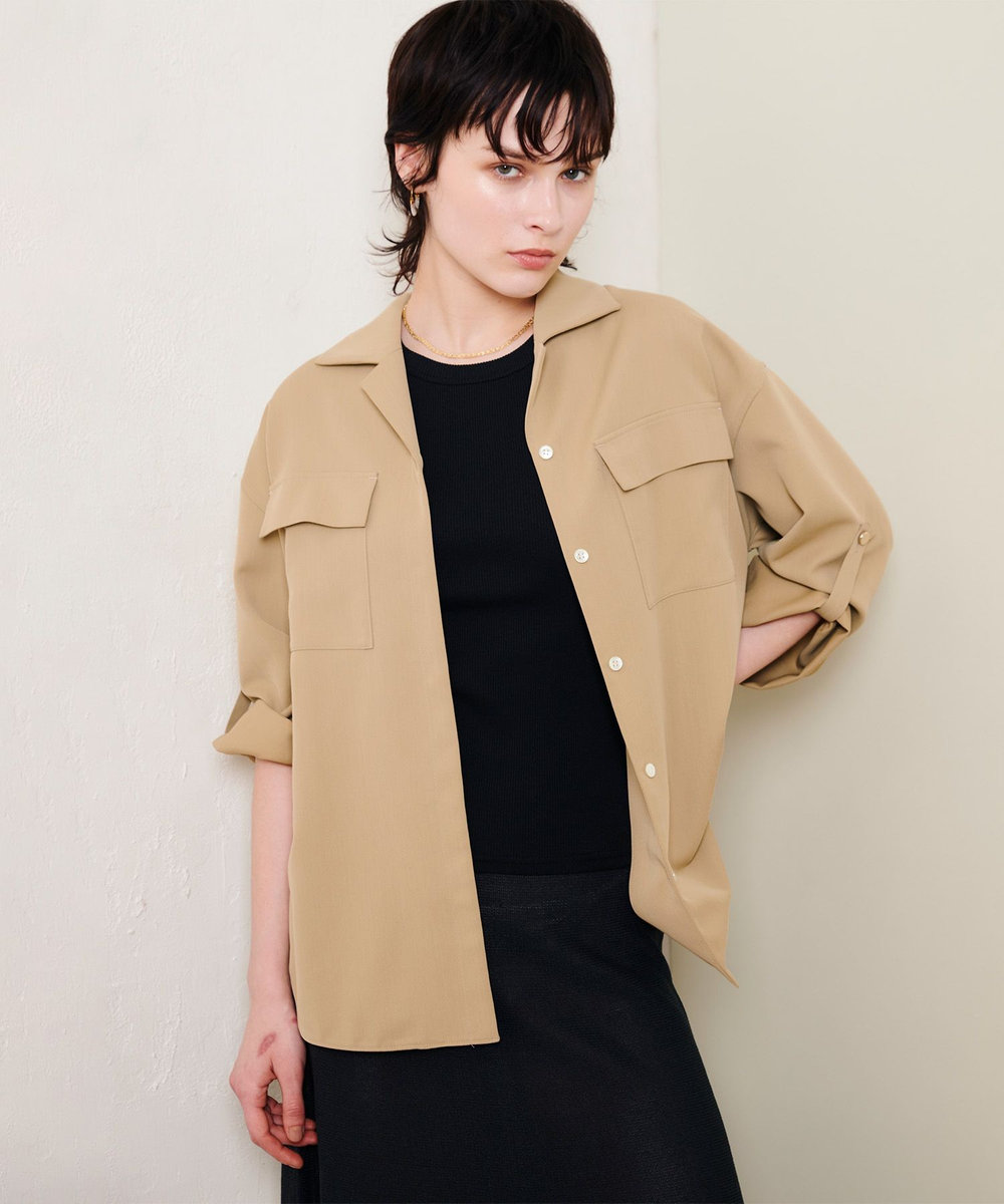 allureville CRISPYカルゼターンバックシャツ ベージュ (11)