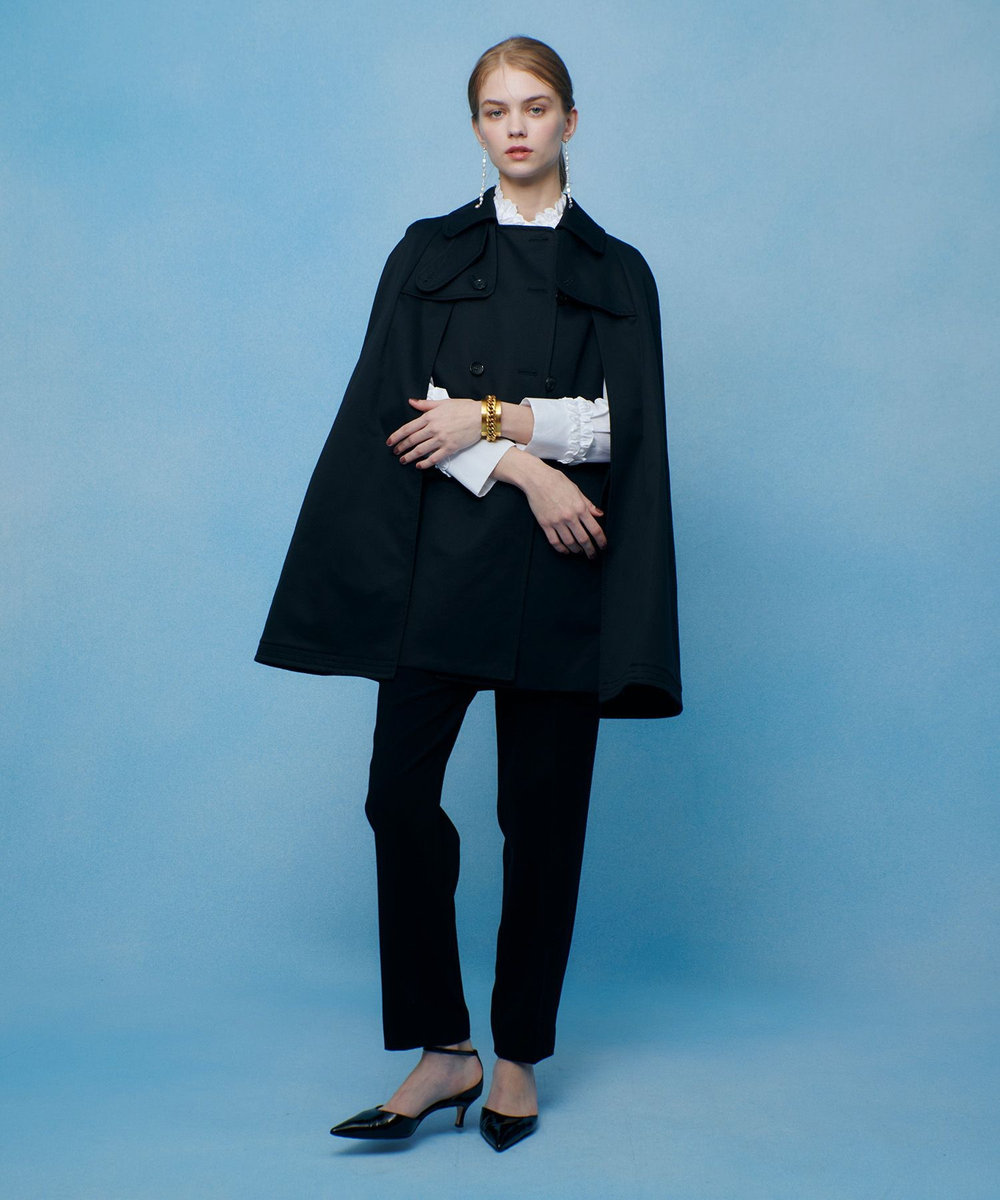 LOULOU WILLOUGHBY 【LOULOU WILLOUGHBY】トレンチケープコート ブラック (95)