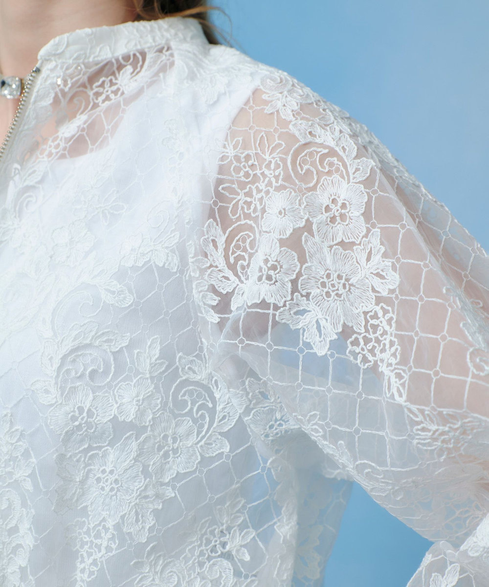 LOULOU WILLOUGHBY 【LOULOU WILLOUGHBY】オーガンレースブルゾン ホワイト (01)
