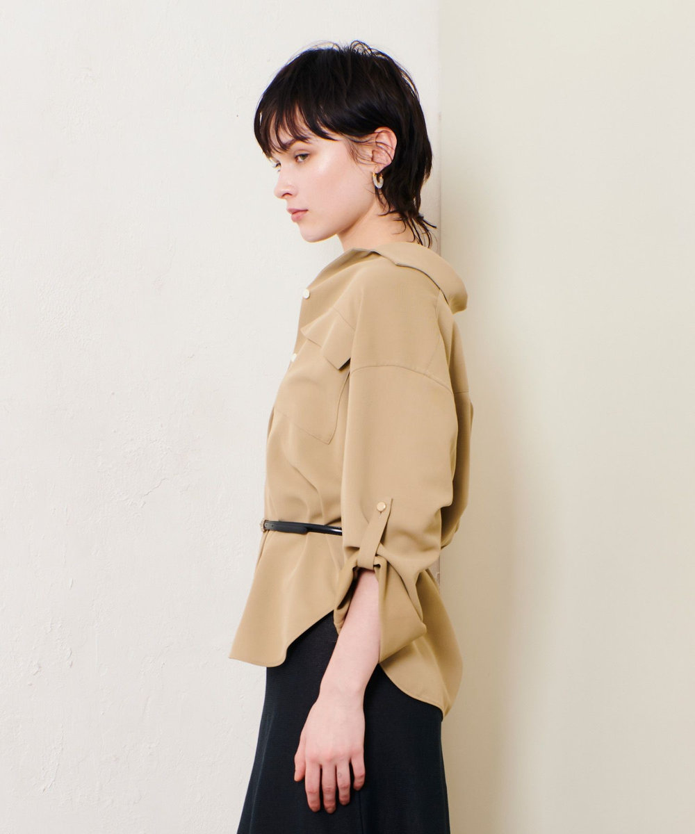 allureville CRISPYカルゼターンバックシャツ ベージュ (11)