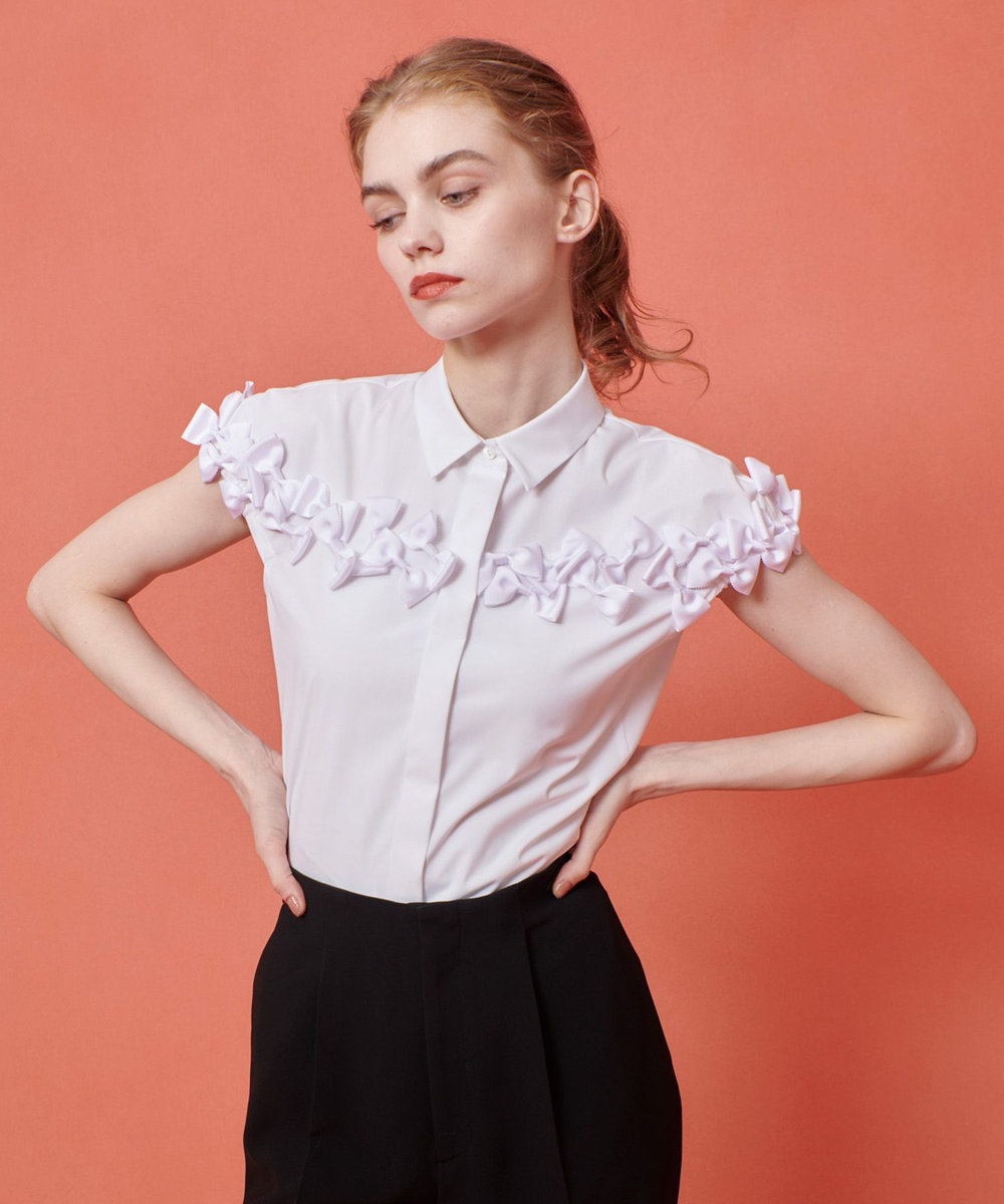 LOULOU WILLOUGHBY 【LOULOU WILLOUGHBY】メニーリボンシャツ オフホワイト (02)