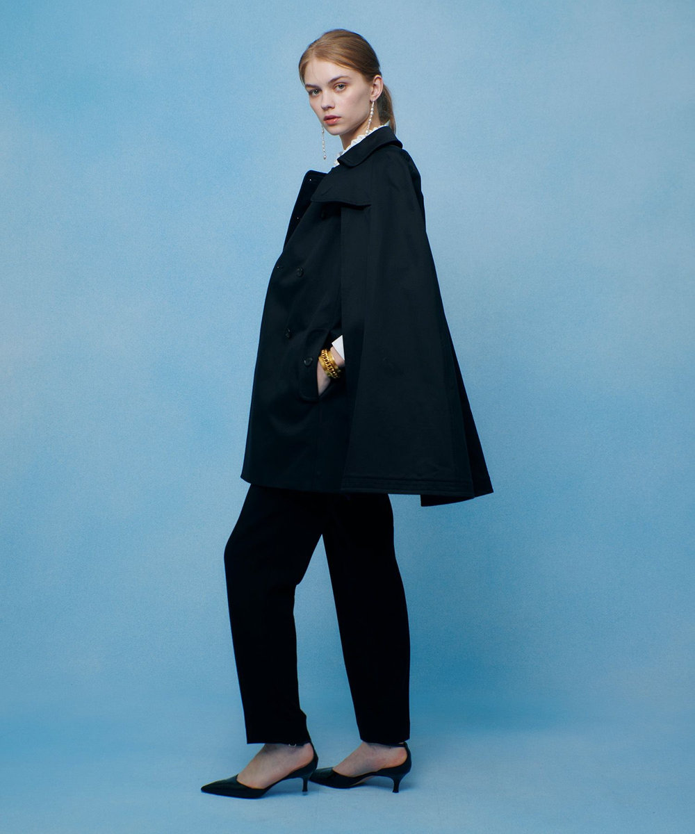 LOULOU WILLOUGHBY 【LOULOU WILLOUGHBY】トレンチケープコート ブラック (95)