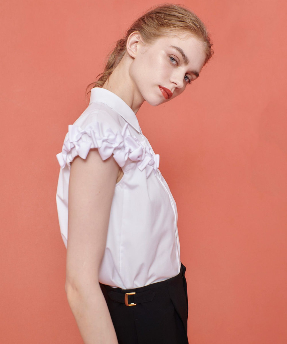 LOULOU WILLOUGHBY 【LOULOU WILLOUGHBY】メニーリボンシャツ オフホワイト (02)