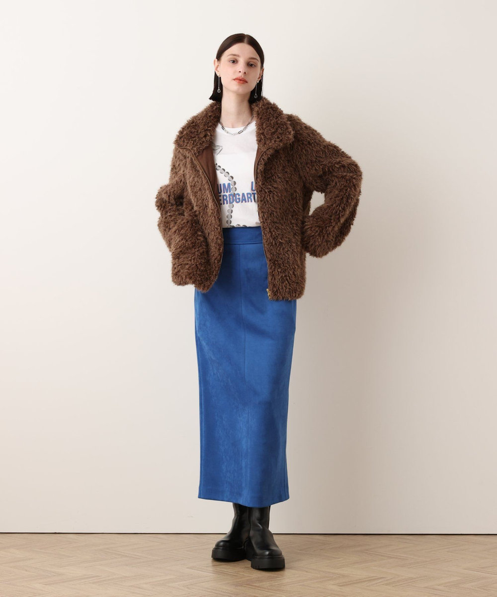 allureville フェイクスウェードサスペンダースカート ブルー (61)