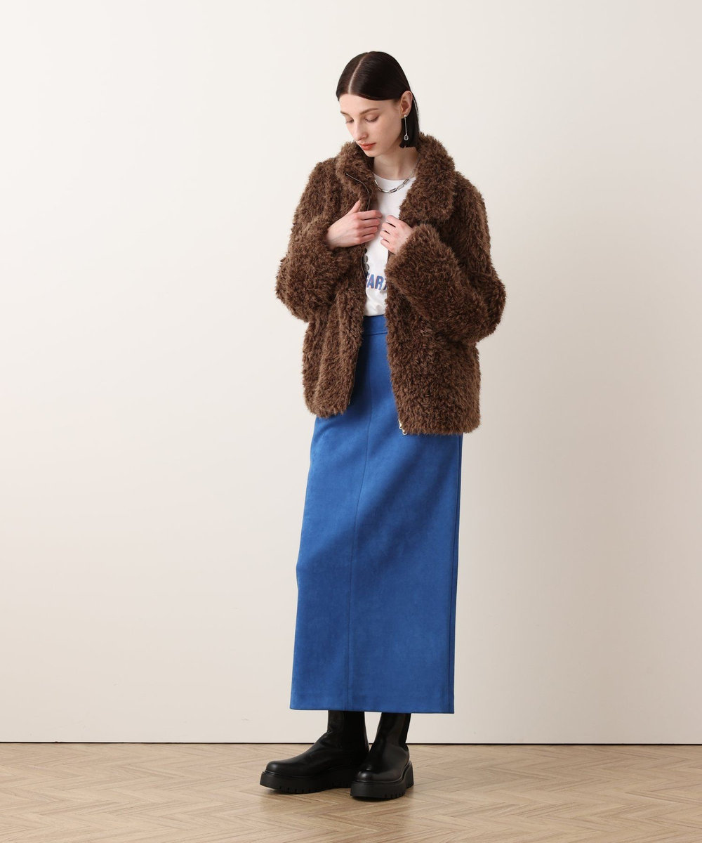 allureville フェイクスウェードサスペンダースカート ブルー (61)