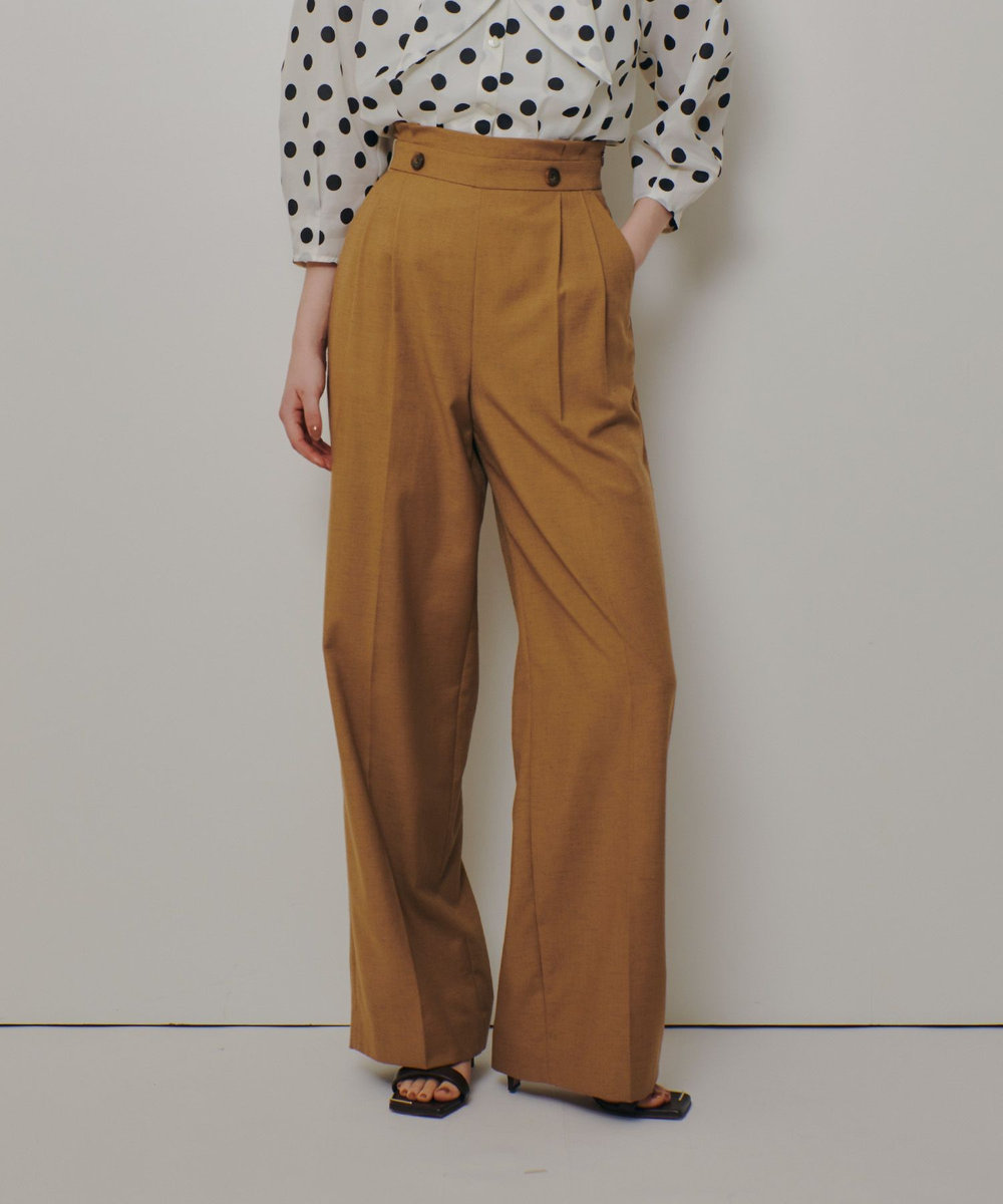 allureville ウェストタックデザインパンツ キャメル (84)