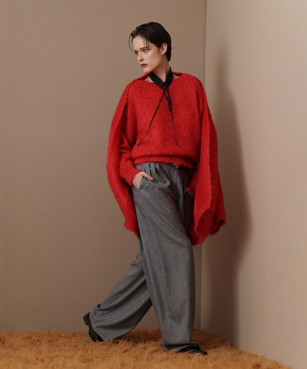 allureville ストレッチメニータックパンツ グレー (92)