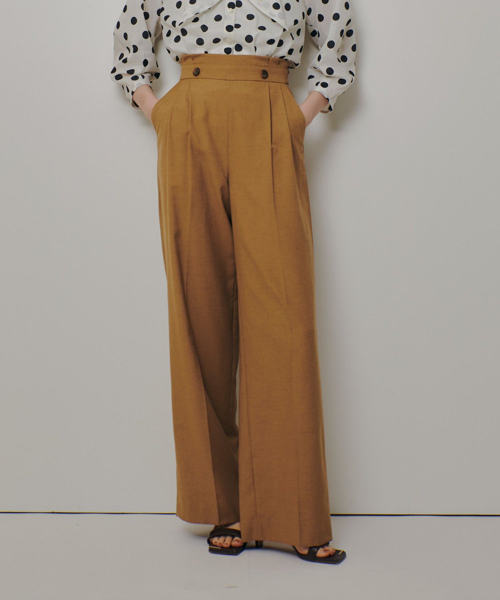 allureville ウェストタックデザインパンツ キャメル (84)