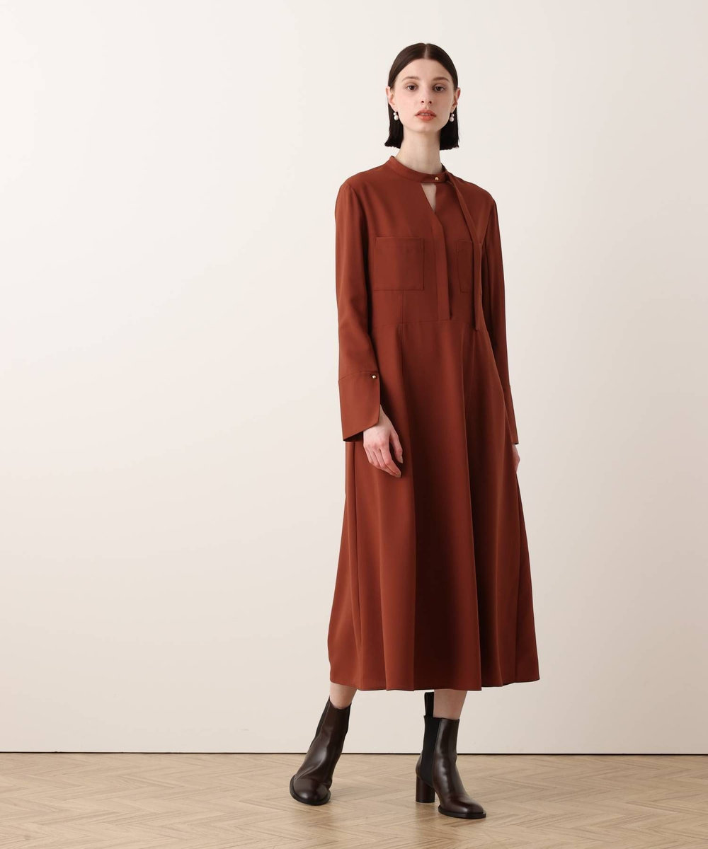 allureville アシンメトリーボウタイワンピース ブラウン (81)