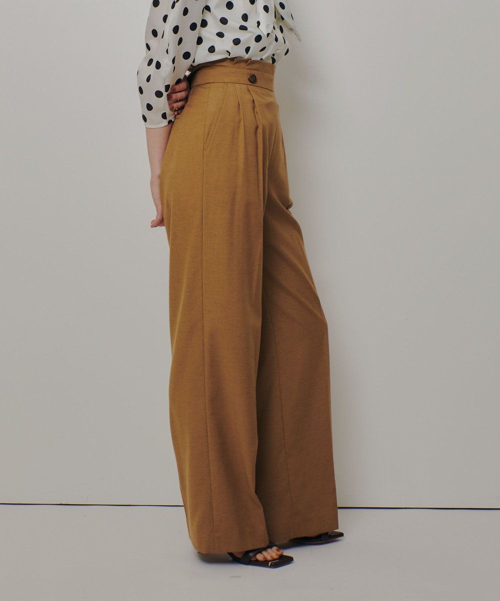 allureville ウェストタックデザインパンツ キャメル (84)