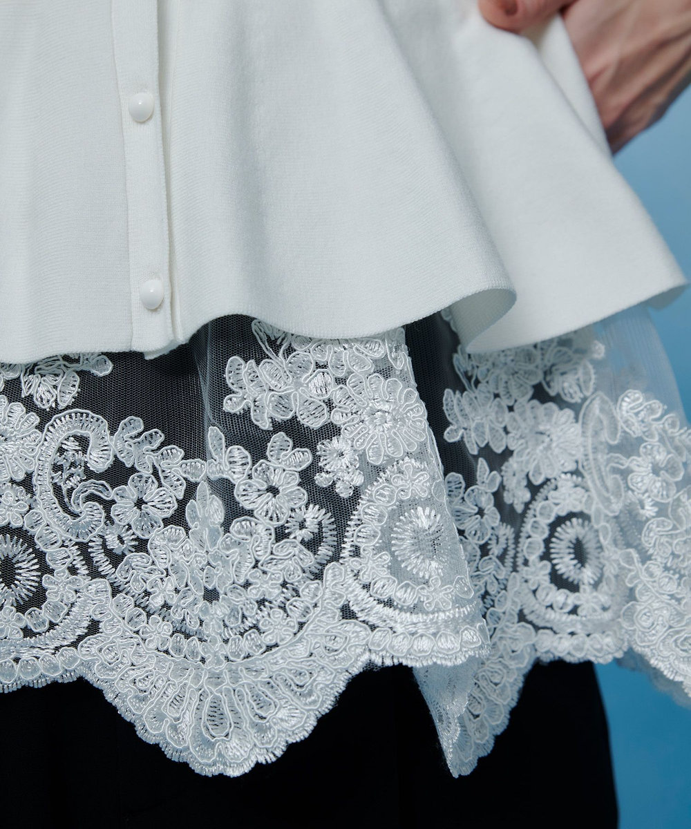 LOULOU WILLOUGHBY 【LOULOU WILLOUGHBY】レースレイヤーペプラムカーディガン オフホワイト (02)