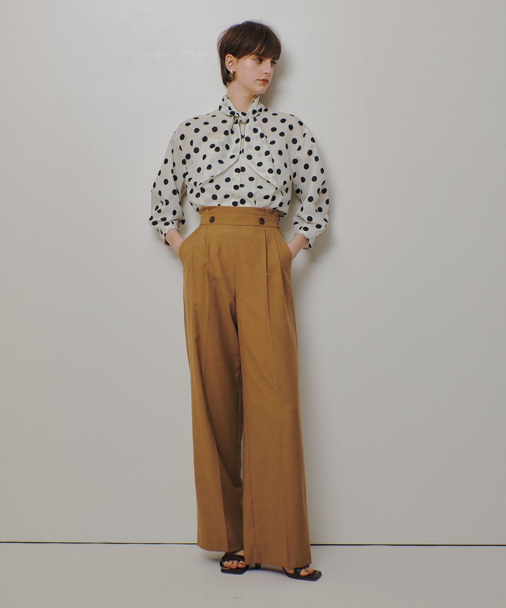 allureville ウェストタックデザインパンツ キャメル (84)