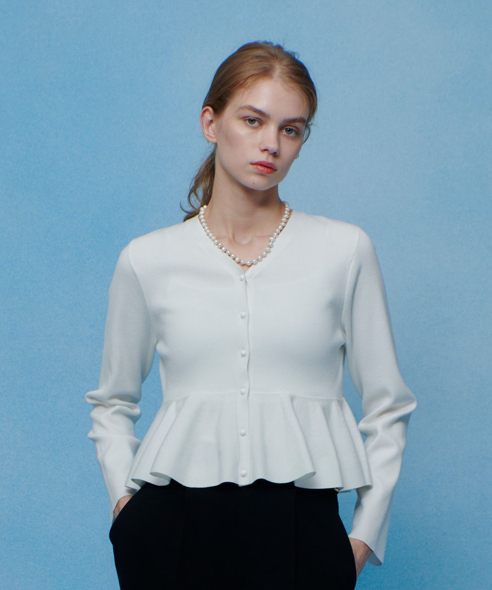 LOULOU WILLOUGHBY 【LOULOU WILLOUGHBY】レースレイヤーペプラムカーディガン オフホワイト (02)