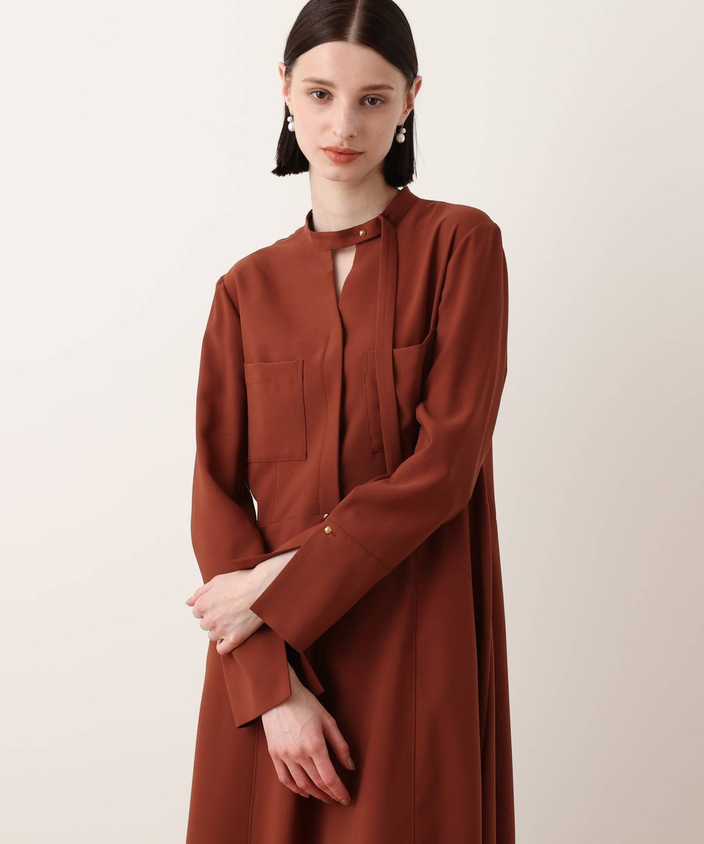 allureville アシンメトリーボウタイワンピース ブラウン (81)