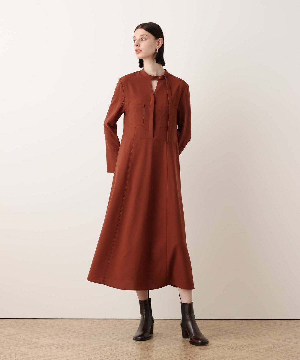 allureville アシンメトリーボウタイワンピース ブラウン (81)