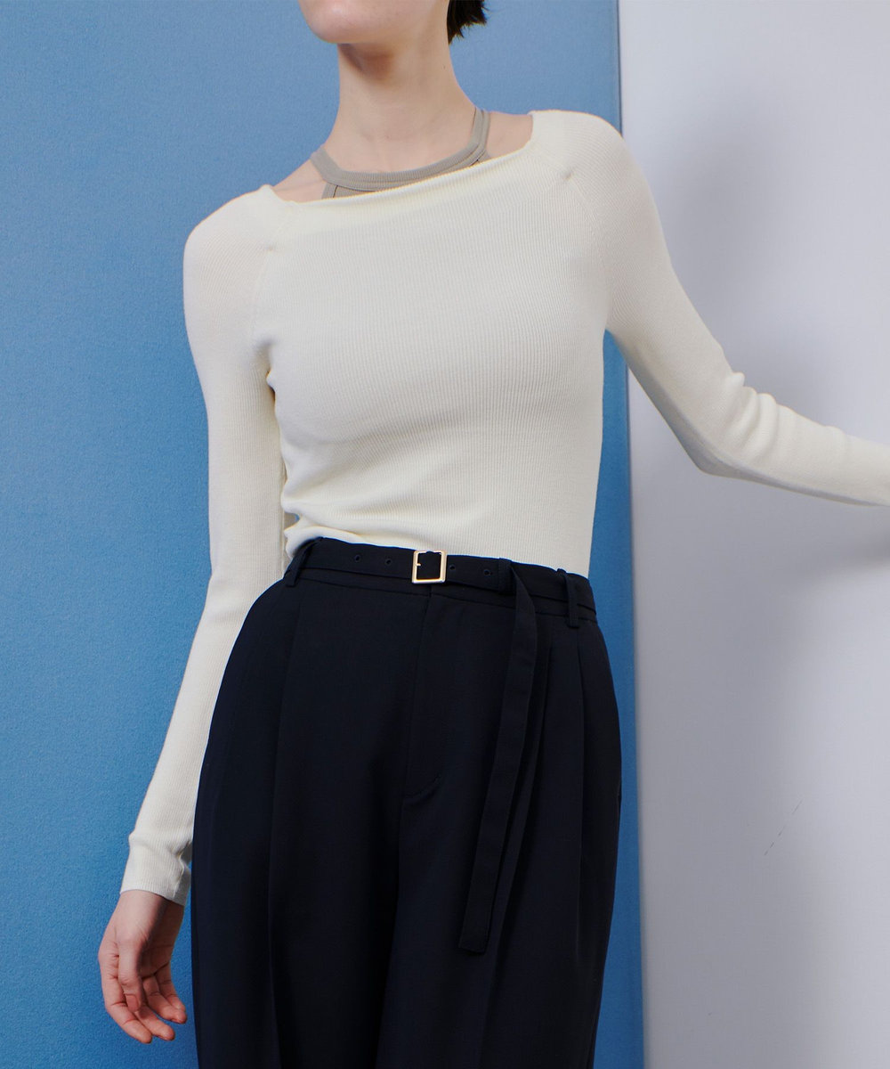 allureville 2WAYネックサイドスリットプルオーバー オフホワイト (02)