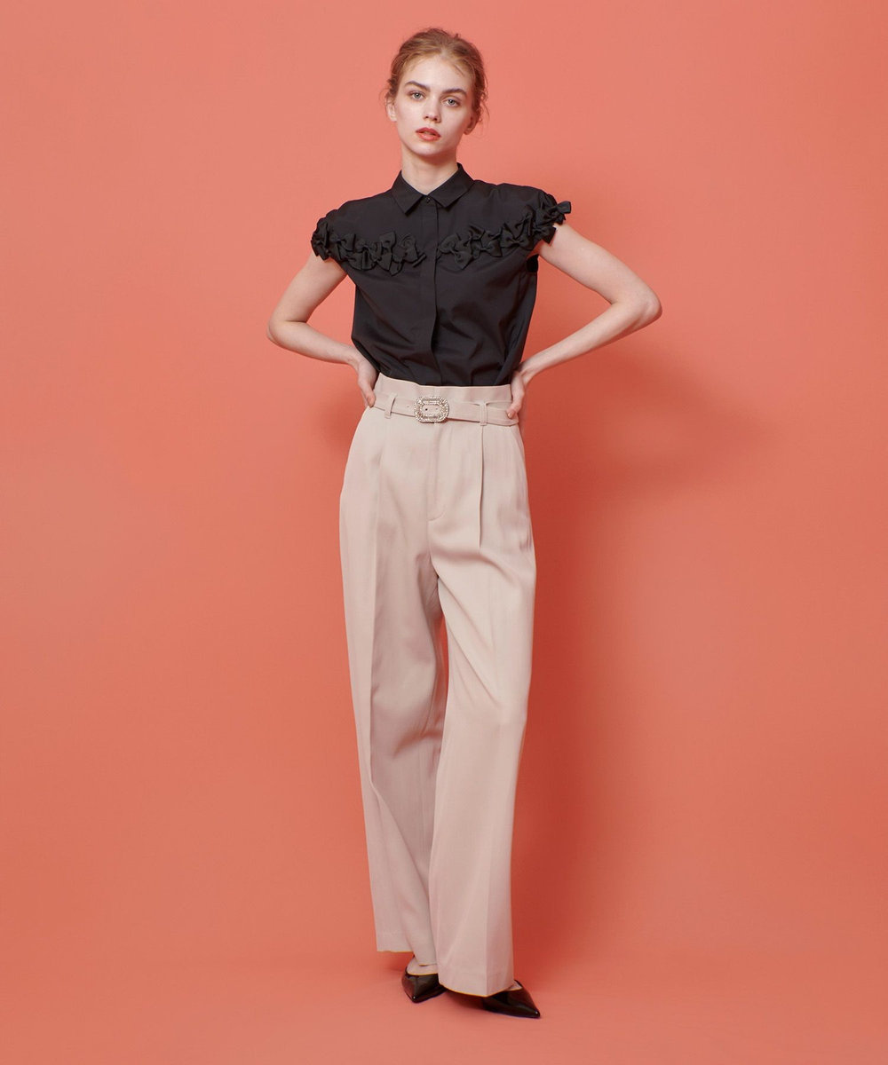 LOULOU WILLOUGHBY 【LOULOU WILLOUGHBY】メニーリボンシャツ ブラック (95)