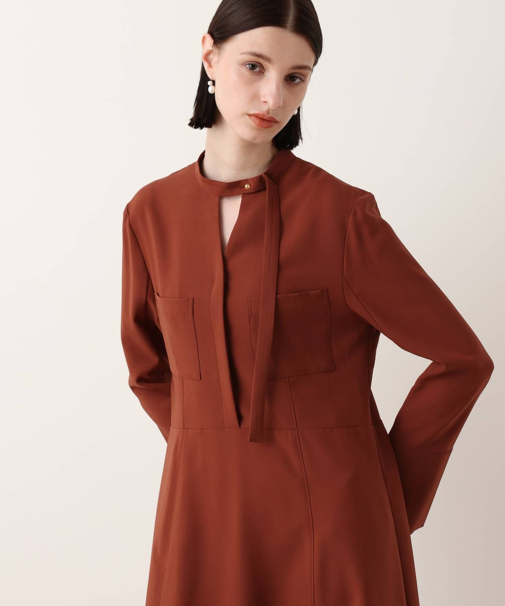 allureville アシンメトリーボウタイワンピース ブラウン (81)