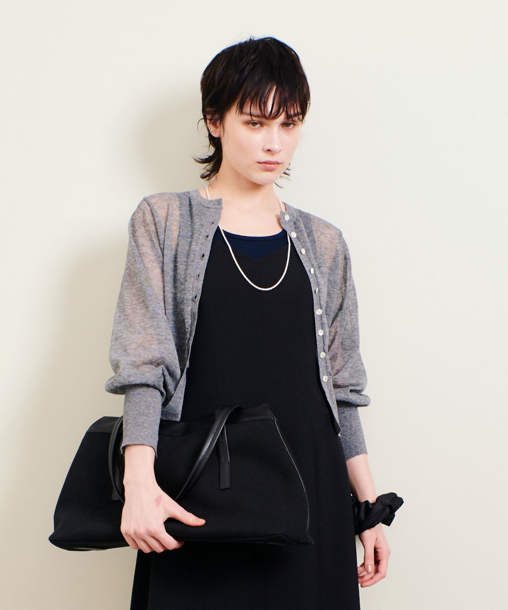 allureville シアーラミー混カーディガン グレー (92)