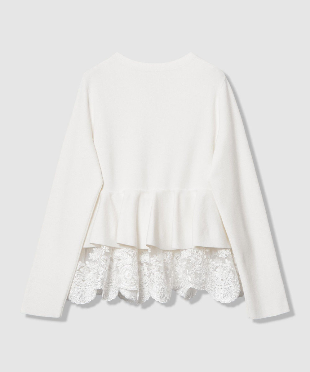 LOULOU WILLOUGHBY 【LOULOU WILLOUGHBY】レースレイヤーペプラムカーディガン オフホワイト (02)